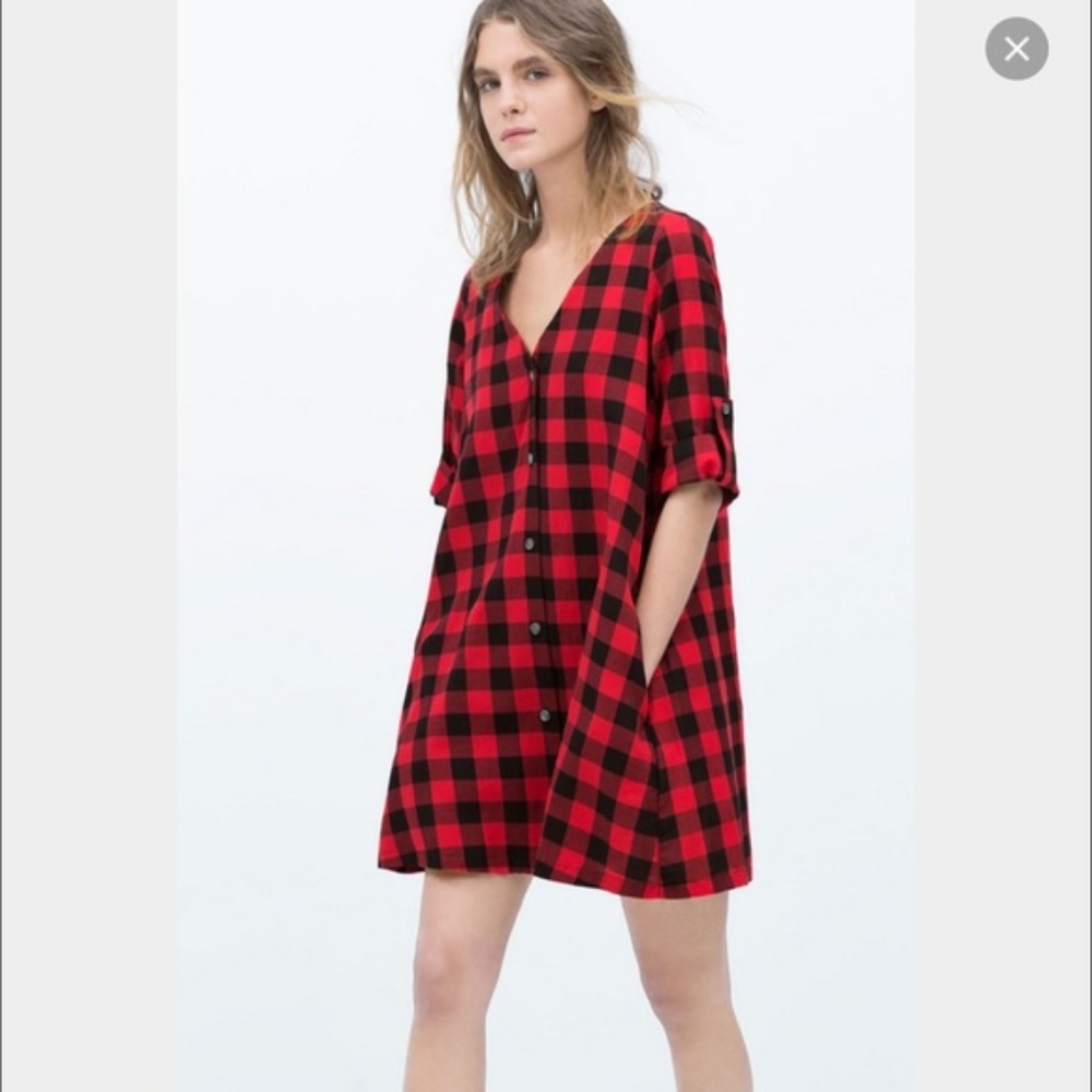 Zara Buffalo Check Oversized Dress